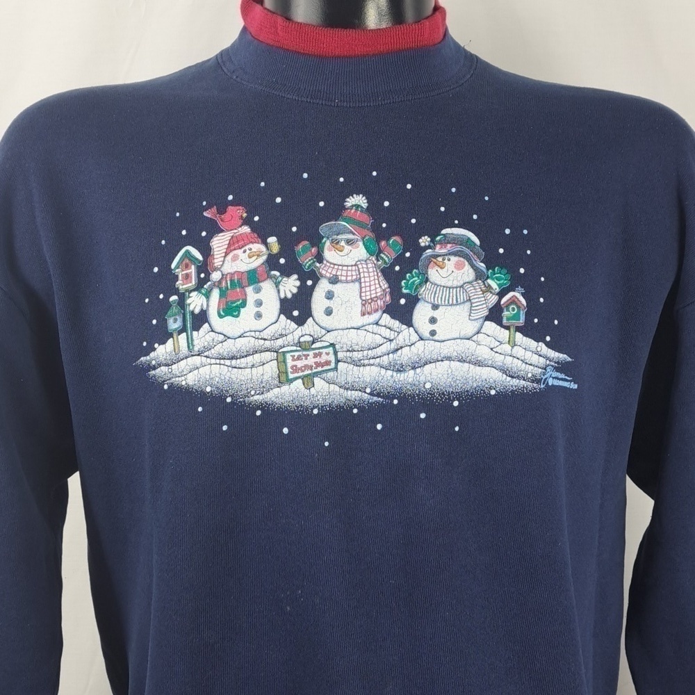 Vintage Morning Sun Snowman XL dark blue holiday casual pullover sweatshirt